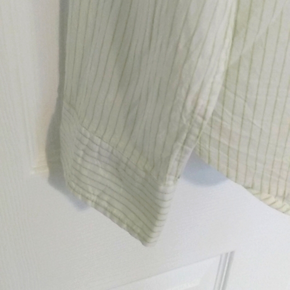 NWT GAP Cream button front Shirt Green Stripes Large - Picture 2 of 7